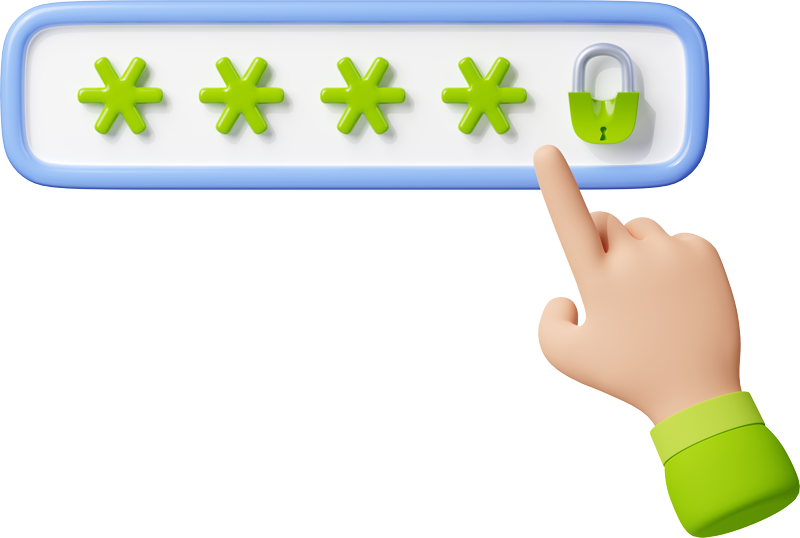 3d-illustration-hand-cursor-green-password-bar